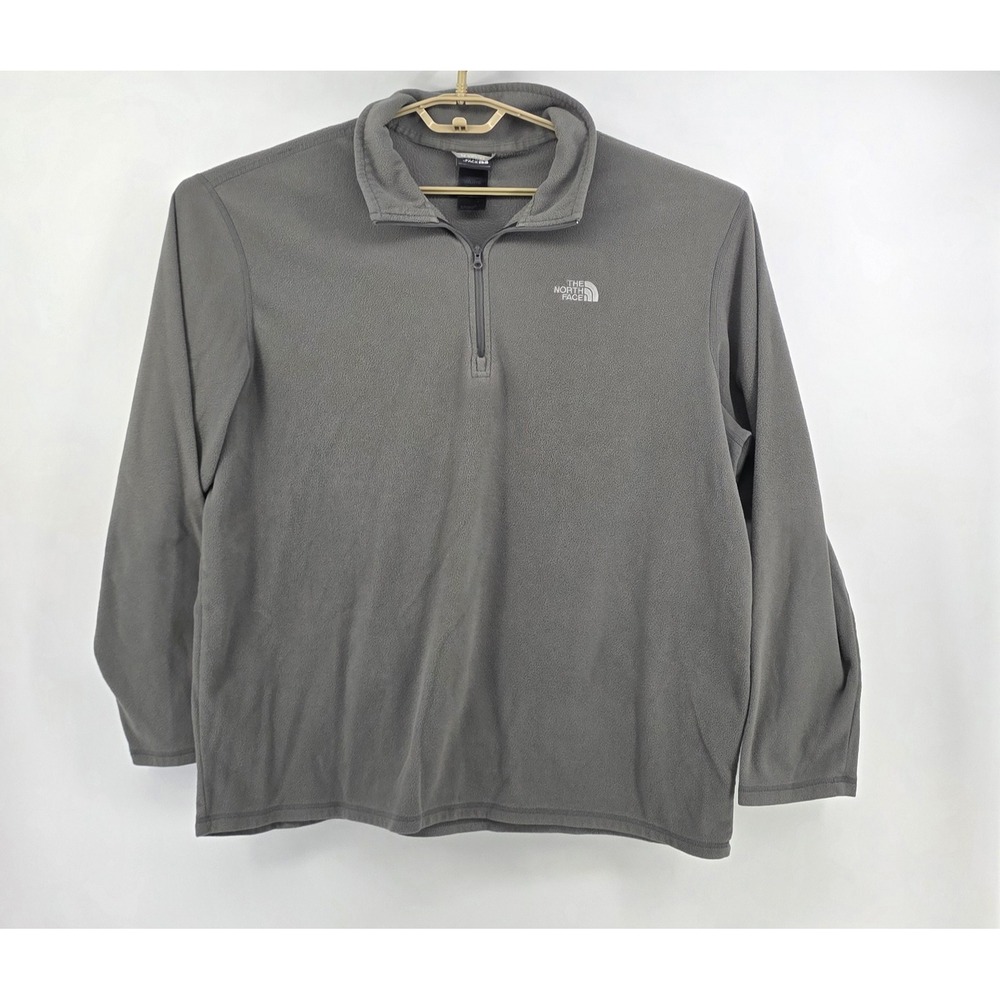 The North Face Mens XXL Pullover Gray‎ TKA 100 Fleece Quarter Zip Hiking Layer